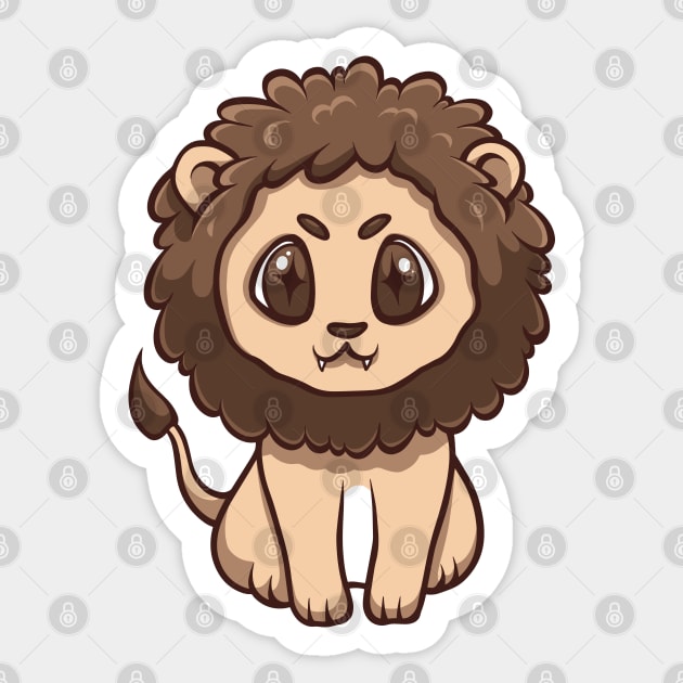 cute lion sitting illustration Sticker by yudabento